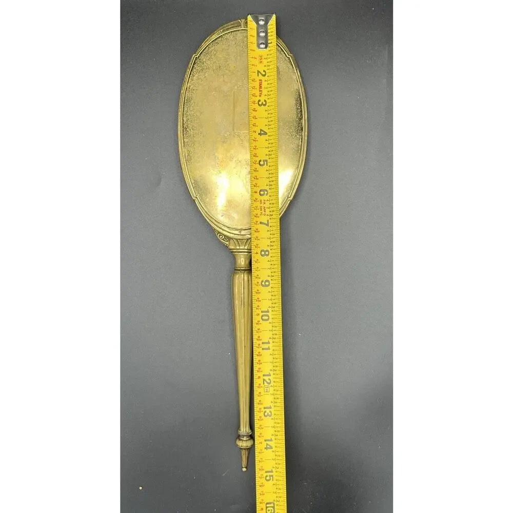 Vintage 1930s George Webster Co MIR-A-GOLD 24K Gold Plated Hand Vanity Mirror